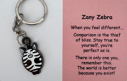 Zany Zebra Keychain