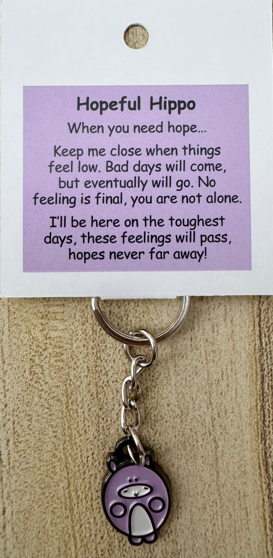 Hopeful Hippo Keychain For Hook Display