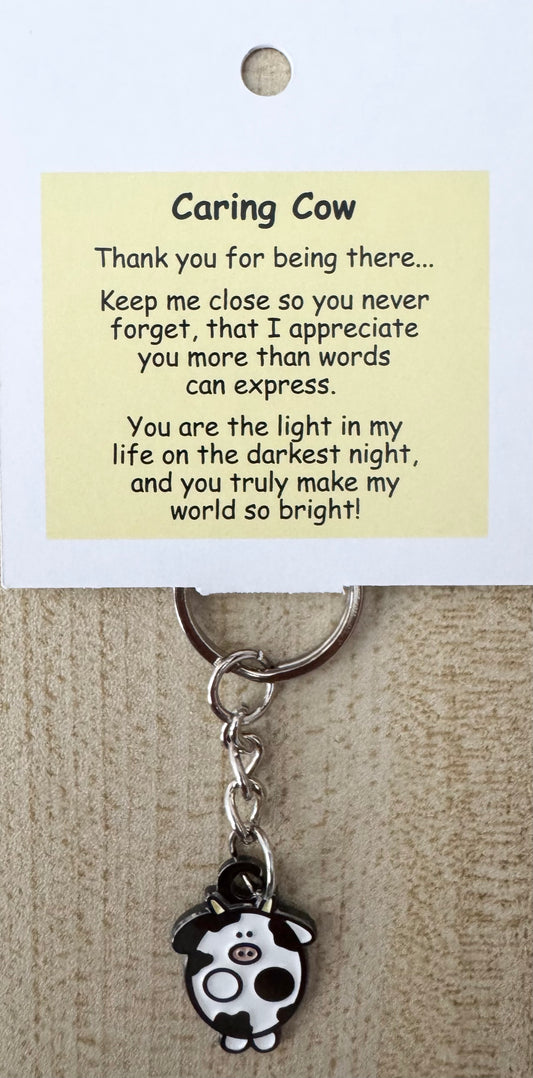 Caring Cow Keychain For Hook Display