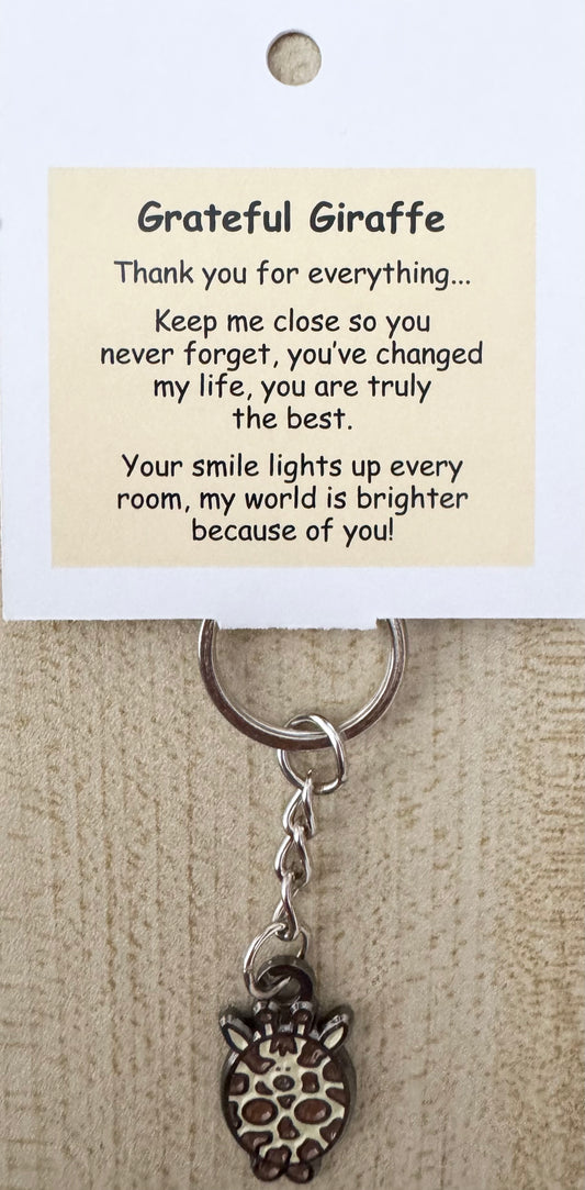 Grateful Giraffe Keychain For Hook Display