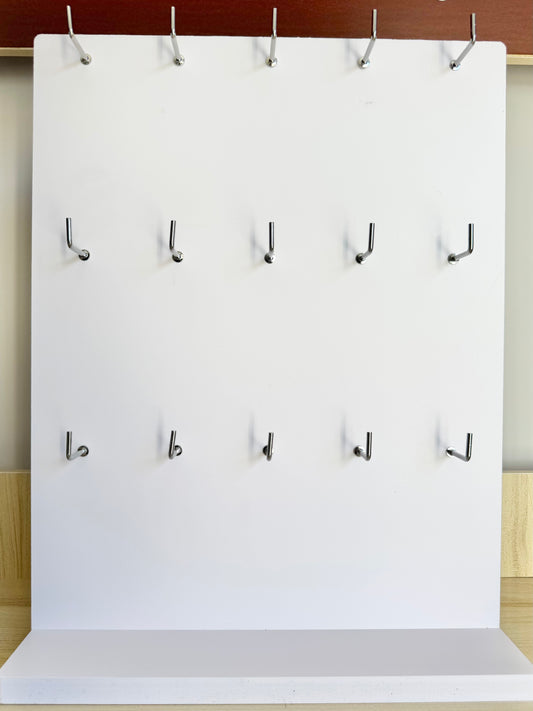 White 15 Hook Keychain Stand